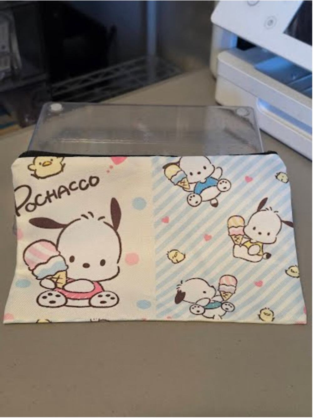 #PC-2401 Pochacco Ice Cream Zippered Polyester Zippered Accessory / Pencil Pouch
